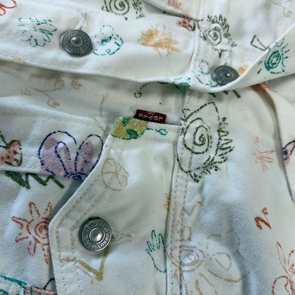 Levi's White Trucker Denim Jean Jacket All Over Print Floral size small - Picture 6 of 11